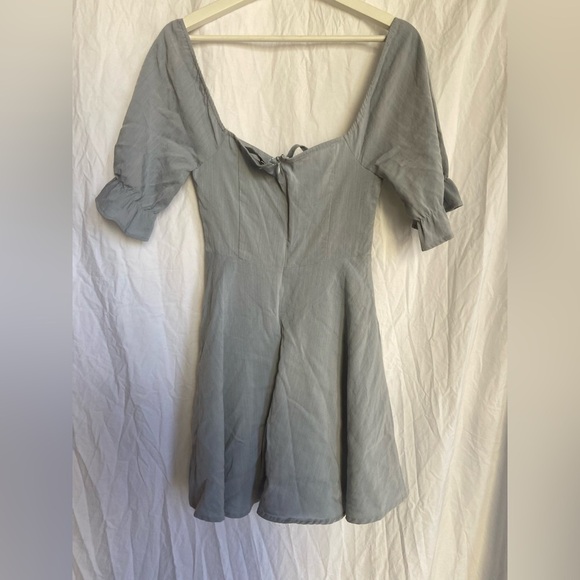 Lulus Sweet As Can Be Blue Striped Puff Sleeve Mini Dress Size XS - Picture 13 of 15